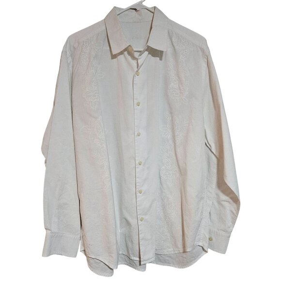 Tommy Bahama Men's Cotton Linen Blend White Long-Sleeve Shirt Boho Beach Travel - Picture 2 of 16